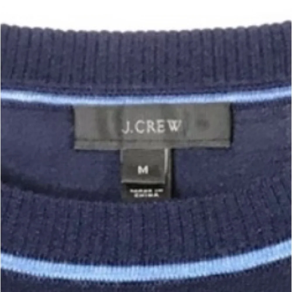 J. CREW Merino Wool Navy Sweater Side Slit Ties Size M
